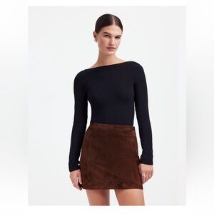 Classic Brown Suede Mini Skirt Madewell Alexa Chung size 0